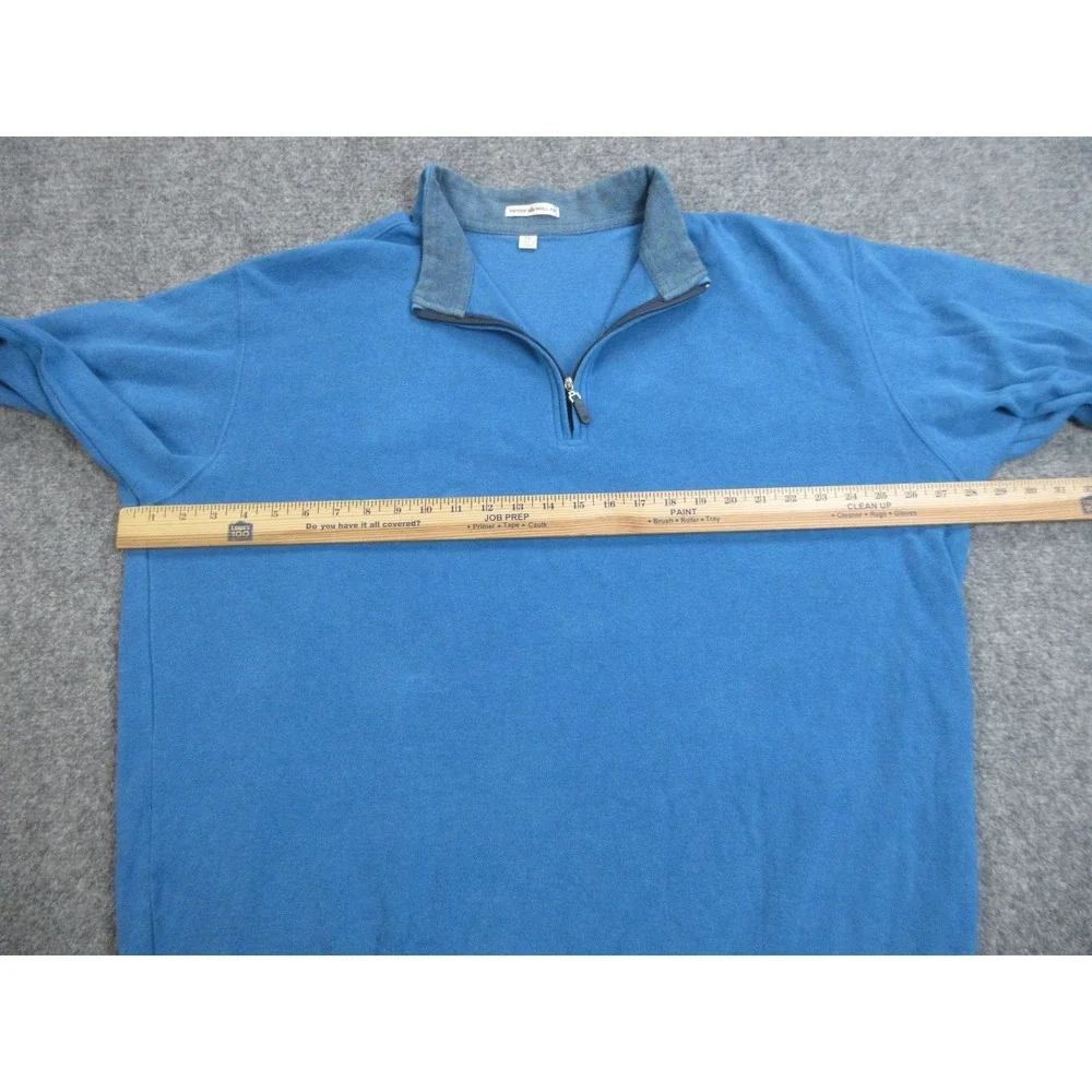 Peter Millar Sweater Mens 2XL Blue Quarter Zip Cotton Pullover Golf‎ Casual